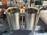 Commercial Dual Stainless Steel Perforated Dustbin with Stand - Image 2